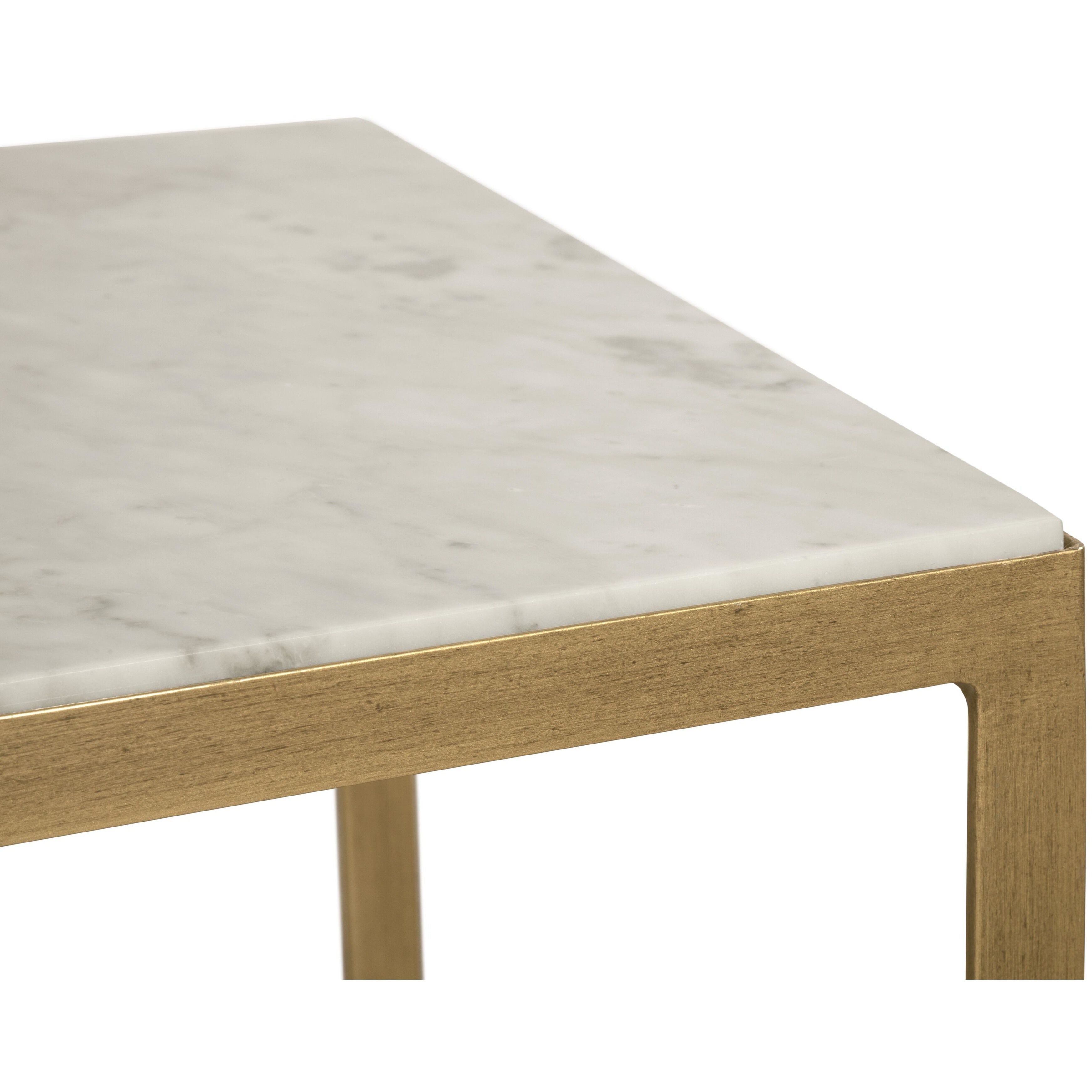 Evert 39.5 X 21.5 inch White / Antique Brass Coffee Table, Low